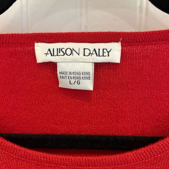 Vintage Allison Daley Sparkly Red Sweater - Size Large - Picture 5 of 5